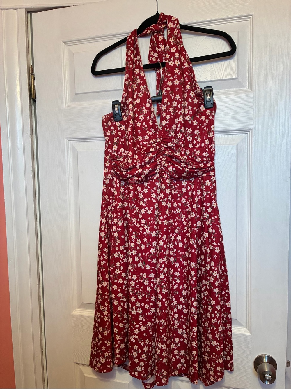 Red Floral Halter Sundress - Women